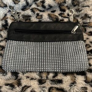 Black and Silver Rhinestone Accent Women’s belt bag
